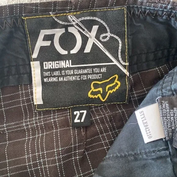 Fox Original Men's Plaid Black/Blue Shorts Size 27 - Picture 9 of 10